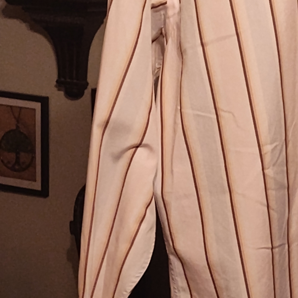 Thomas Dean Cream and Brown Casual Button Down Shirt - Picture 3 of 5